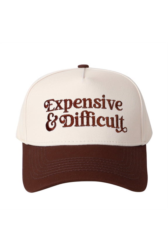 EXPENSIVE DIFFICULT Embroidered Baseball Cap Playful Color Blocked Adjustable Snapback Novelty Statement Sun Hat for Urban Attitude