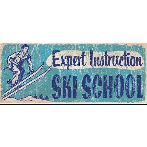 EXPERT INSTRUCTION SKI SCHOOL Wood 16x7 Box Sign by Sixtrees