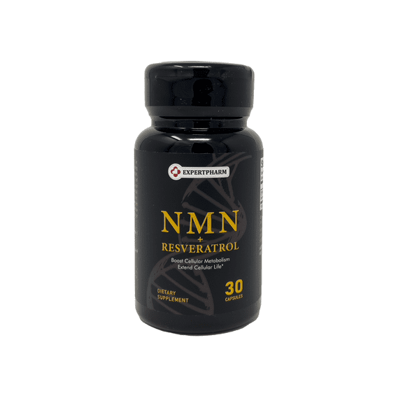EXPERTPHARM |NMN + Resveratrol -Boost NAD Levels. DNA Repair, Slowdown Aging, Cellular Energy, Metabolism, Vitality Support | 30 count