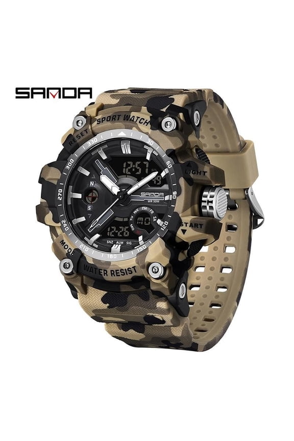 Camouflage Tactical Watch for Men Waterproof Luminous Multifunctional Sport Digital Watch