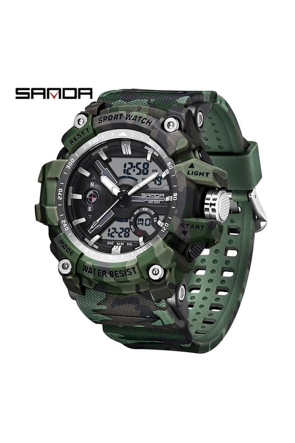 Camouflage Tactical Watch for Men Waterproof Luminous Multifunctional Sport Digital Watch