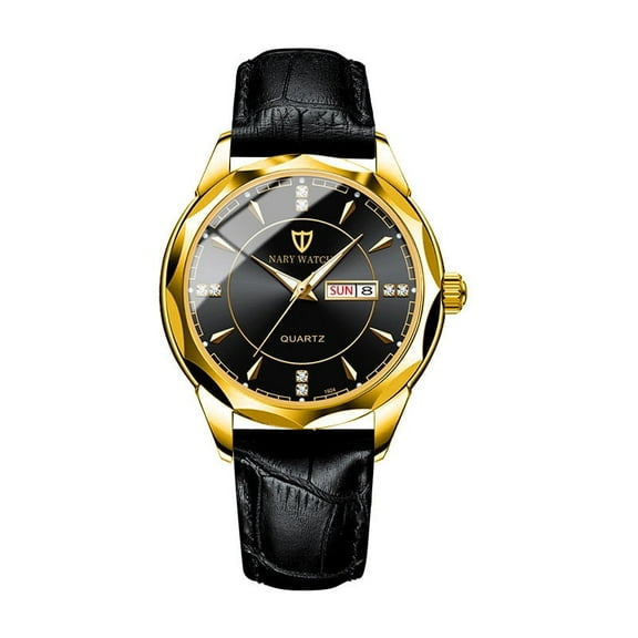 Explojoy Couple Quartz Watch – Water-Resistant, Leather Strap, Calendar Display, Elegant Design