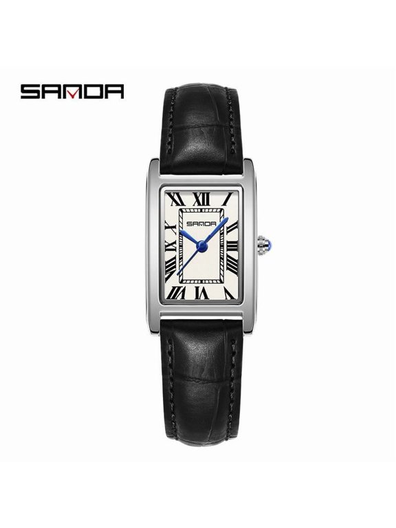 Couple Quartz Watch – Waterproof Square Dial with Stainless Steel and Leather Strap Options