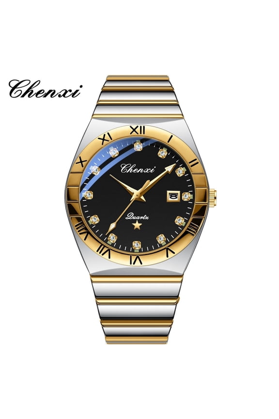 Couple Watch Casual Stainless Steel Quartz Watch Waterproof with Date