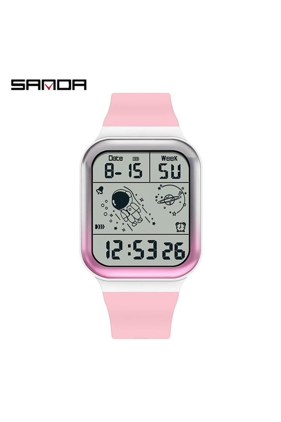 Digital Square Watch – Gradient PU Strap, 50M Waterproof, Calendar & Luminous Display