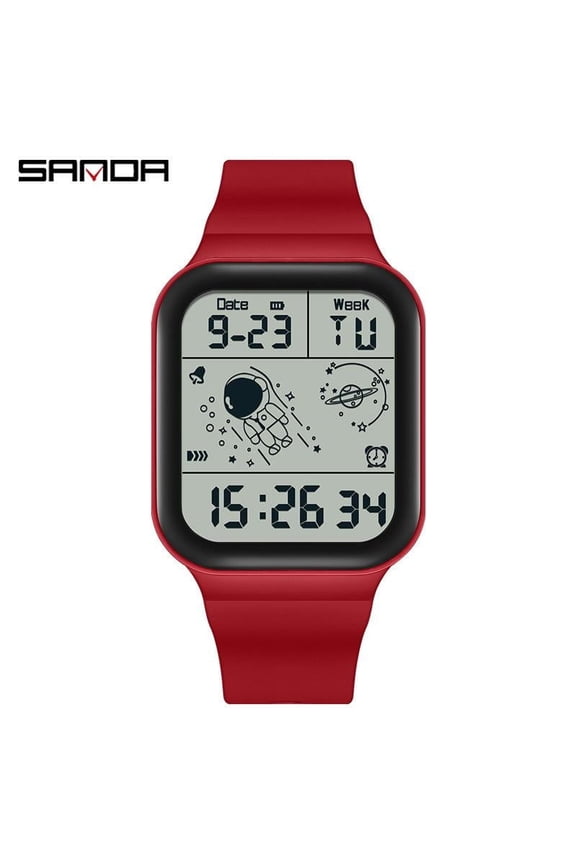 Digital Square Watch – Gradient PU Strap, 50M Waterproof, Calendar & Luminous Display