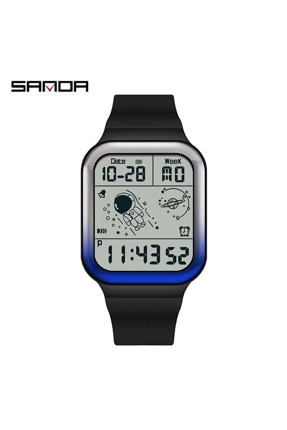Digital Square Watch – Gradient PU Strap, 50M Waterproof, Calendar & Luminous Display