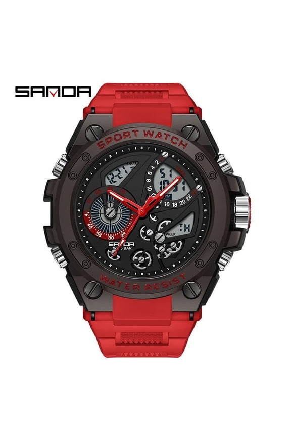 Dual Display Sport Watch – Waterproof Alloy Dial with Multifunctional Features