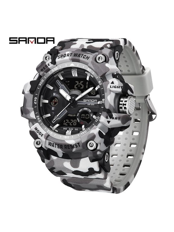 Durable Camouflage Watch – Sport Design, Water Resistant, Chronograph, Backlight Display