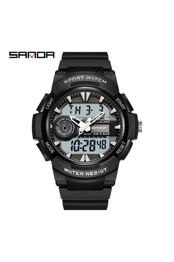 Electronic Sport Watch – Three-Needle Analog + Digital Display, Waterproof, Calendar & Backlight