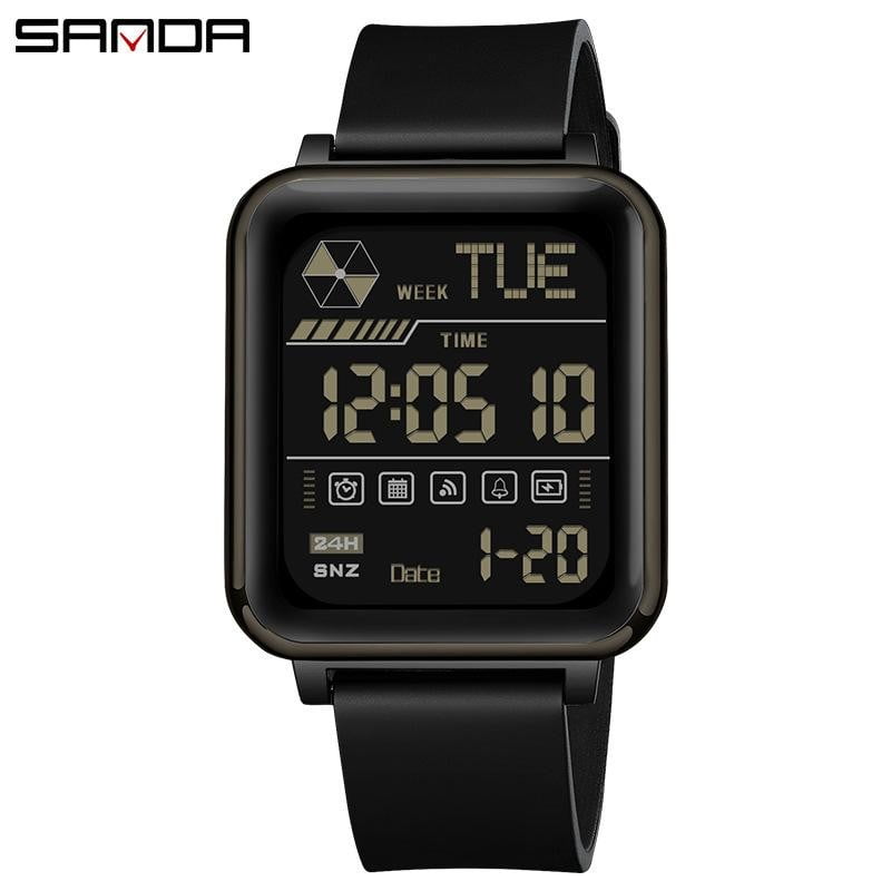 EXPLOJOY Electronic Watch – Fashion Square Dial, Dual Time, Stopwatch ...