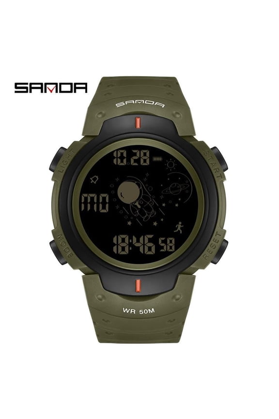 Electronic Wristwatch – LED Display, Space-Inspired Dial, Waterproof, Night Glow