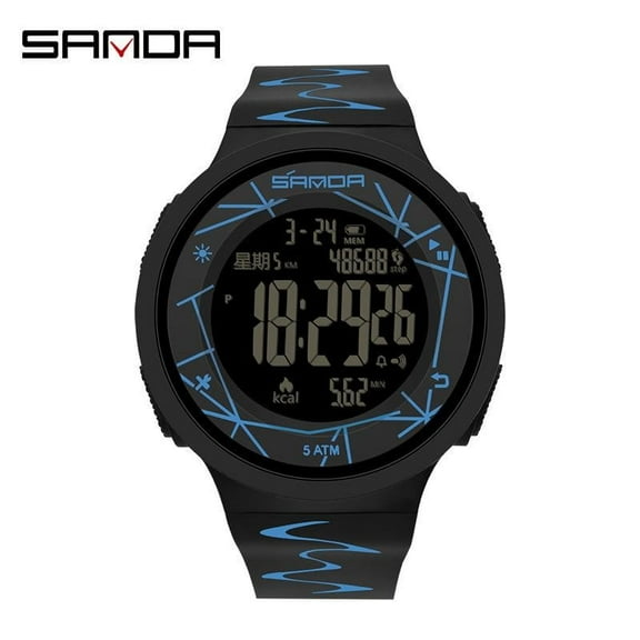 EXPLOJOY Electronic Wristwatch – Water Resistant, Alarm Function, Step Counter, Night Visibility