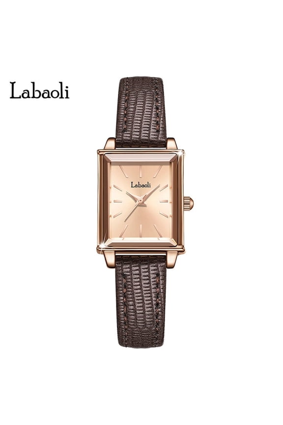 Elegant Ladies Quartz Watch – Classic Square Dial, Waterproof & Leather Band