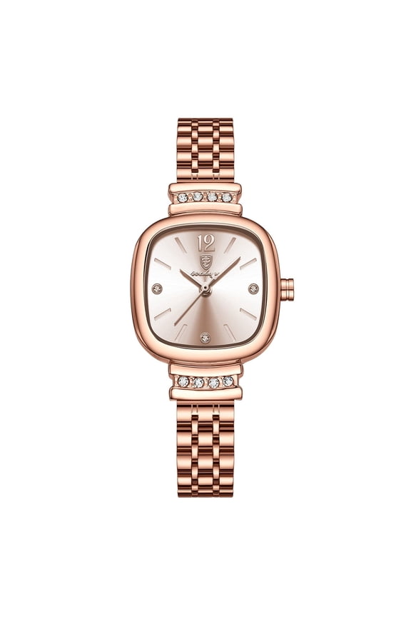 Elegant Ladies Quartz Watch – Square Dial, Water Resistant, Steel Strap, Modern Styling
