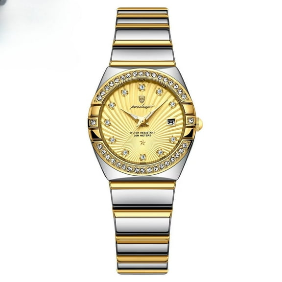 EXPLOJOY Elegant Ladies Watch – Luminous Dial, Crystal Accents, and Date Function