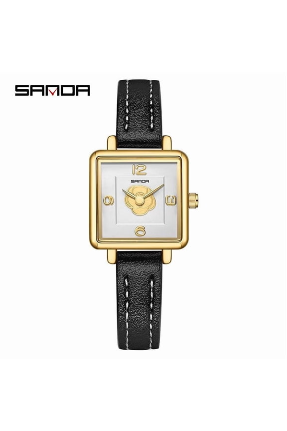 Elegant Ladies Watch – Square Dial, Water Resistant, Retro Design, Dual Strap Options