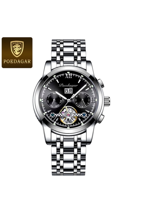 Elegant Men's Timepiece – Automatic Movement, Tourbillon Dial, and Night Visibility