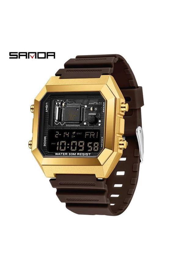 Fashion Digital Watch – Square Face, Alarm Clock, Waterproof, Versatile Features