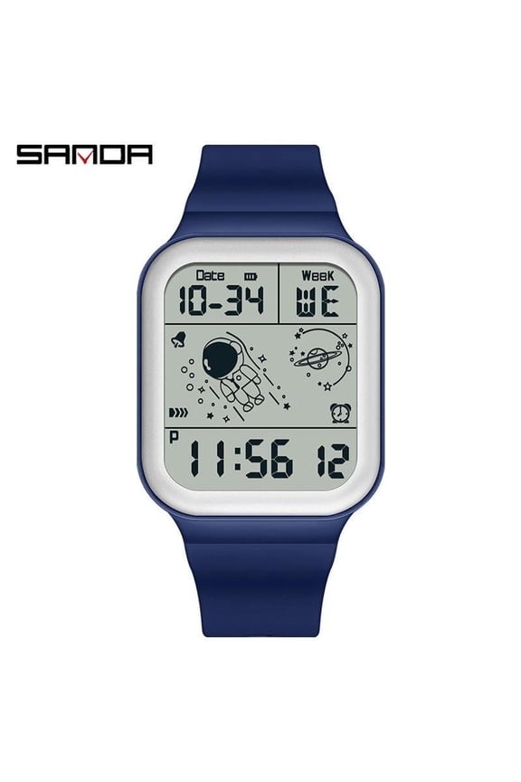 Fashion Electronic Watch – PU Leather Band, Waterproof, Multifunctional LED Screen