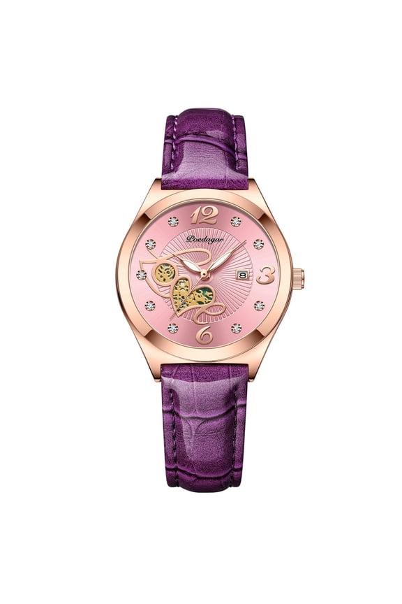 Fashion Leather Strap Watch – Sparkling Dial, Glow Feature & Quartz Accuracy