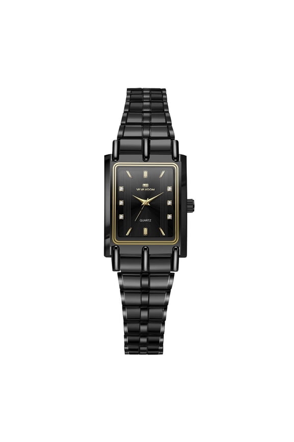 Fashion Quartz Watch Set – Rectangle Face, Durable Steel Band, Sparkling Dial