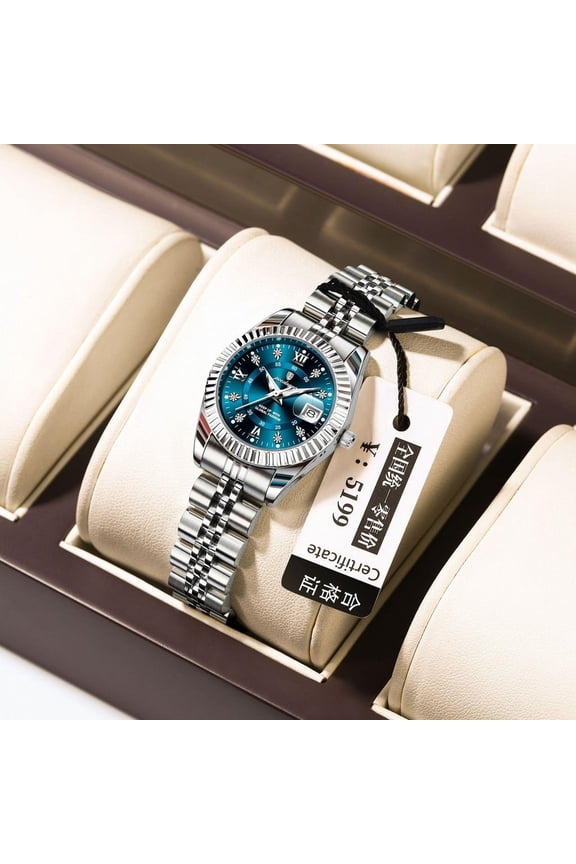 Fashion Stainless Steel Watch – Luminous Hands, Quartz Precision, Water Resistant