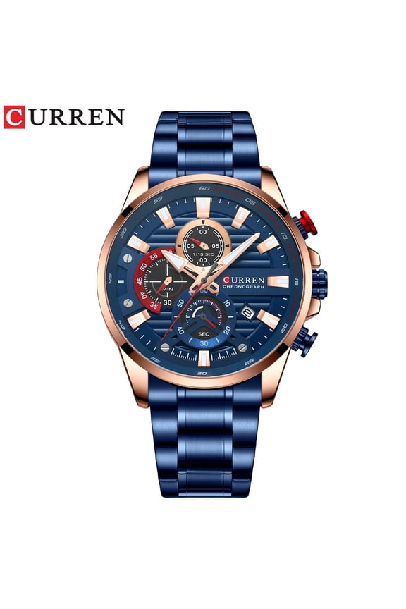 Fashion Stainless Steel Watch – Quartz Chronograph with Auto Date for Men