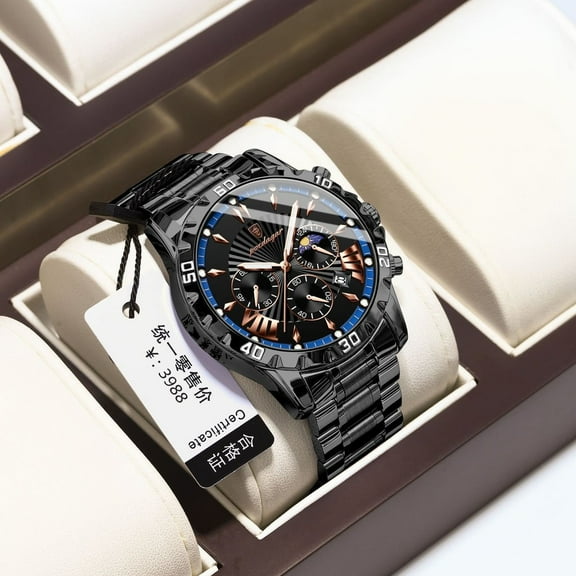 EXPLOJOY Fashion Stainless Steel Watch – Quartz Movement, Waterproof Build & Glow Feature