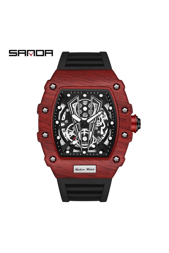 Fashion Tonneau-shaped Watch – Quartz Movement, Waterproof Case, Date Display, Sport Style