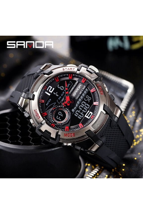 G-Style Men's Digital Quartz Sports Watch – Waterproof Shock-Resistant Dual Display Chronograph with LED Backlight