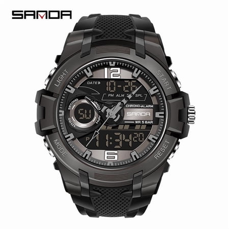 Explojoy G-Style Men's Digital Quartz Sports Watch – Waterproof Shock-Resistant Dual Display Chronograph with LED Backlight