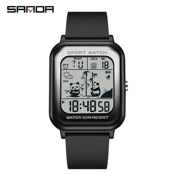 Explojoy Gradient Panda Dial Digital Watch – Waterproof, Luminous Display, Unisex Sport Design