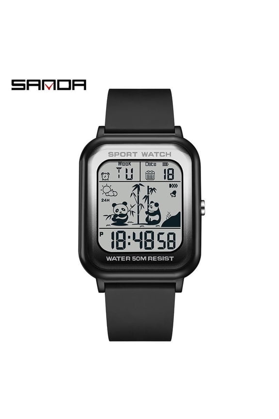 Gradient Panda Dial Digital Watch – Waterproof, Luminous Display, Unisex Sport Design