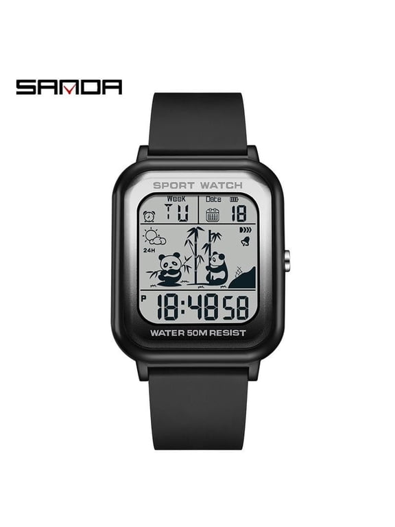 Gradient Panda Dial Digital Watch – Waterproof, Luminous Display, Unisex Sport Design