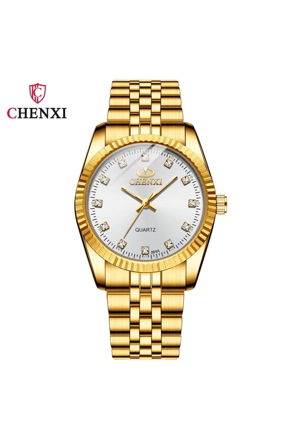 His & Hers Stainless Steel Watch – Waterproof, Gold Color, Elegant Pair Design