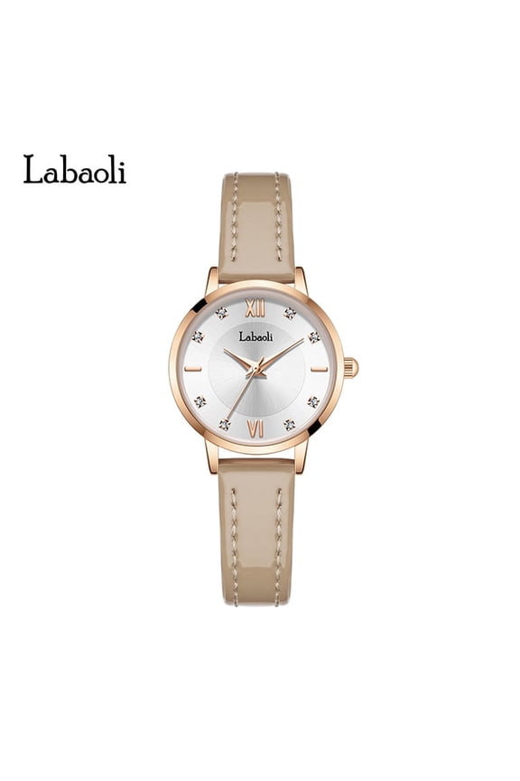 Ladies Quartz Watch – Leather Strap, Sparkling Dial, Waterproof, Stylish Timepiece