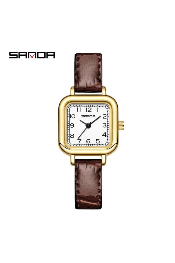 Leather Watch for Women Waterproof Fashion Steel Strap Small Dial Simple Quartz Square Watch