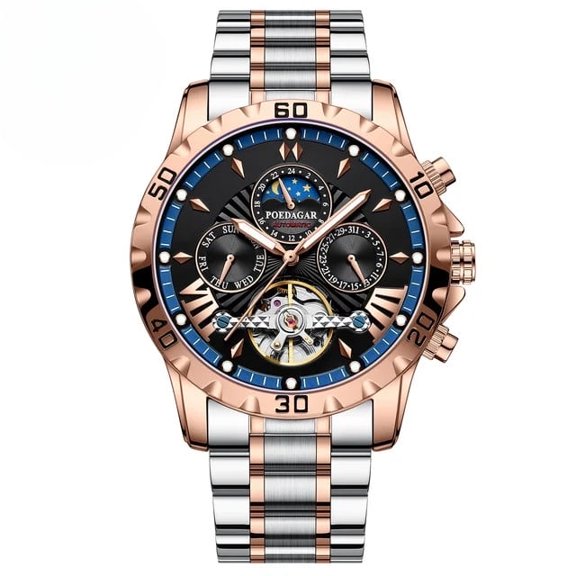 EXPLOJOY Luxury Automatic Watch – Tourbillon Design, Stainless Steel Build & Water Resistance