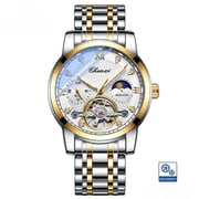 EXPLOJOY Luxury Automatic Watch for Men – Skeleton Design, Moon Phase Display, and Luminous Features