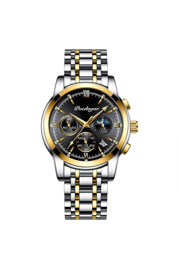 Luxury Business Watch for Men – Moon Phase Dial, Date Display, 30M Waterproof