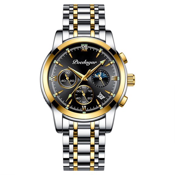 EXPLOJOY Luxury Business Watch for Men – Moon Phase Dial, Date Display, 30M Waterproof