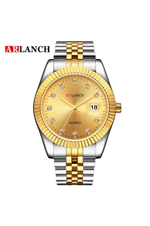 Luxury Gold Diamond Couple Watch Date Luminous Waterproof Lover Watch
