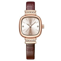 Explojoy Luxury Leather Watch for Women Waterproof Square Quartz Watch with Diamonds