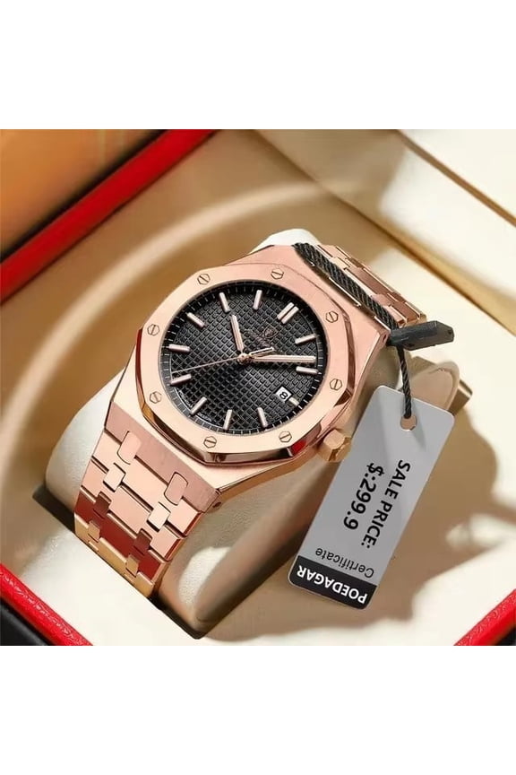 Luxury Quartz Watch for Men – Steel Case, Calendar Function, and Classic Style