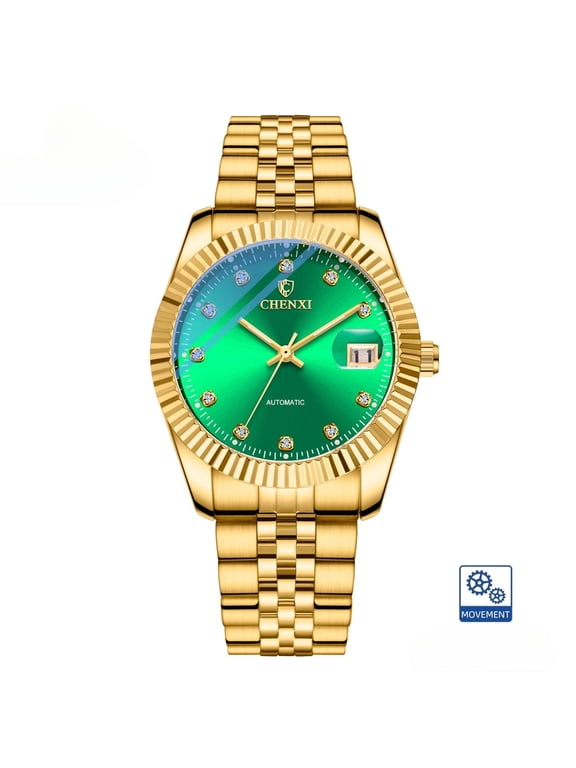 Men's Automatic Mechanical Watch Stainless Steel Waterproof Calendar Diamond Watches Fashion Simple Wristwatches