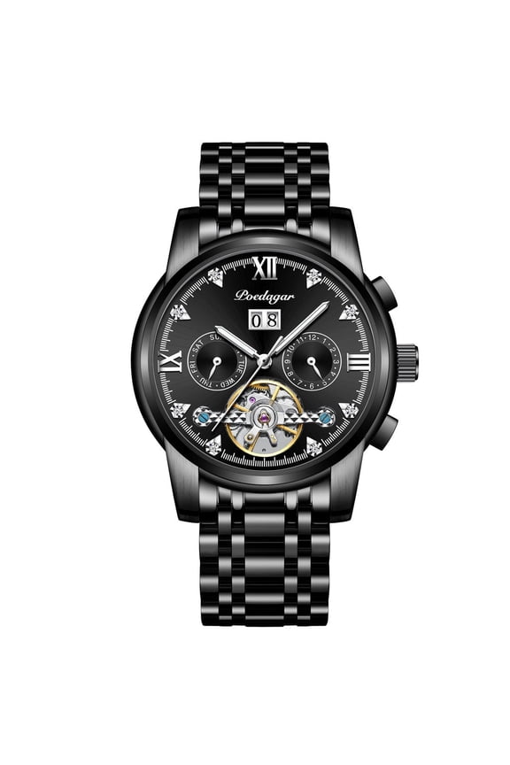 Men's Automatic Tourbillon Watch – Skeleton Dial, Waterproof Mechanical Design