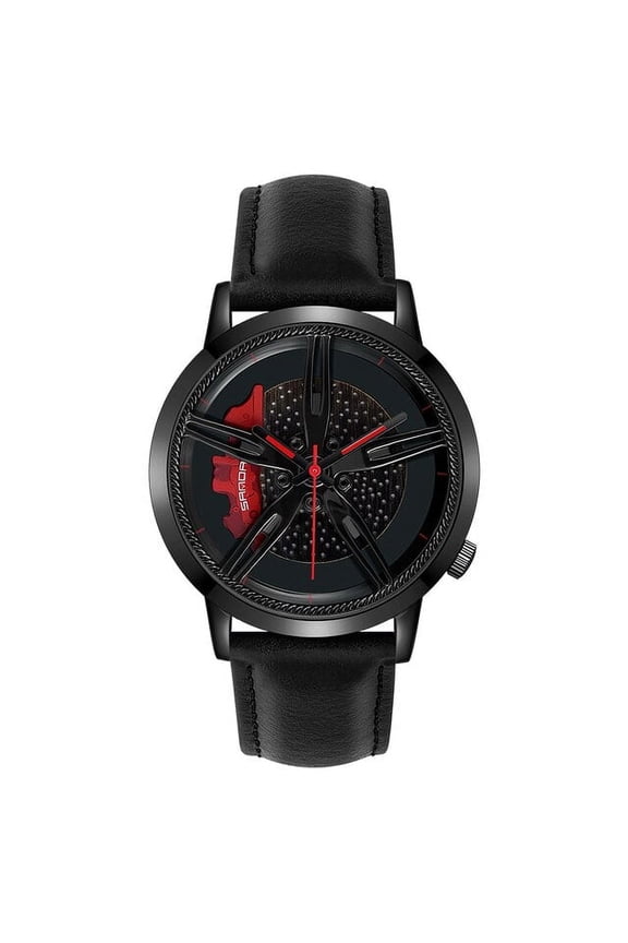Men's Car Wheel Dial Watch – Fashion Quartz Leather Wristwatch, Waterproof & Casual Design