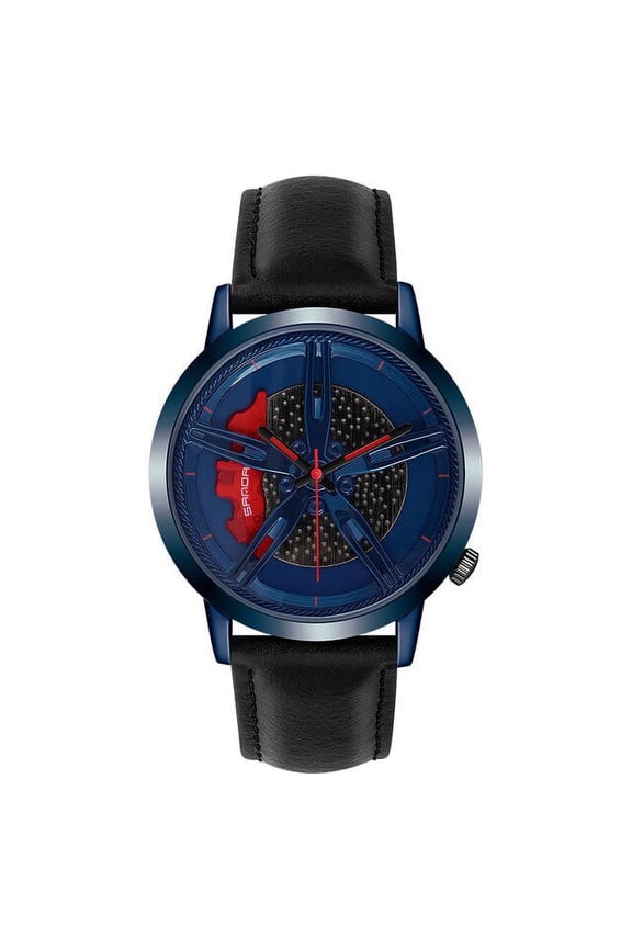 Men's Car Wheel Dial Watch – Fashion Quartz Leather Wristwatch, Waterproof & Casual Design