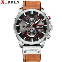 EXPLOJOY Men's Chronograph Quartz Watch – Luxury Leather Strap, Luminous Dial, Waterproof, Multifunction Sports Design